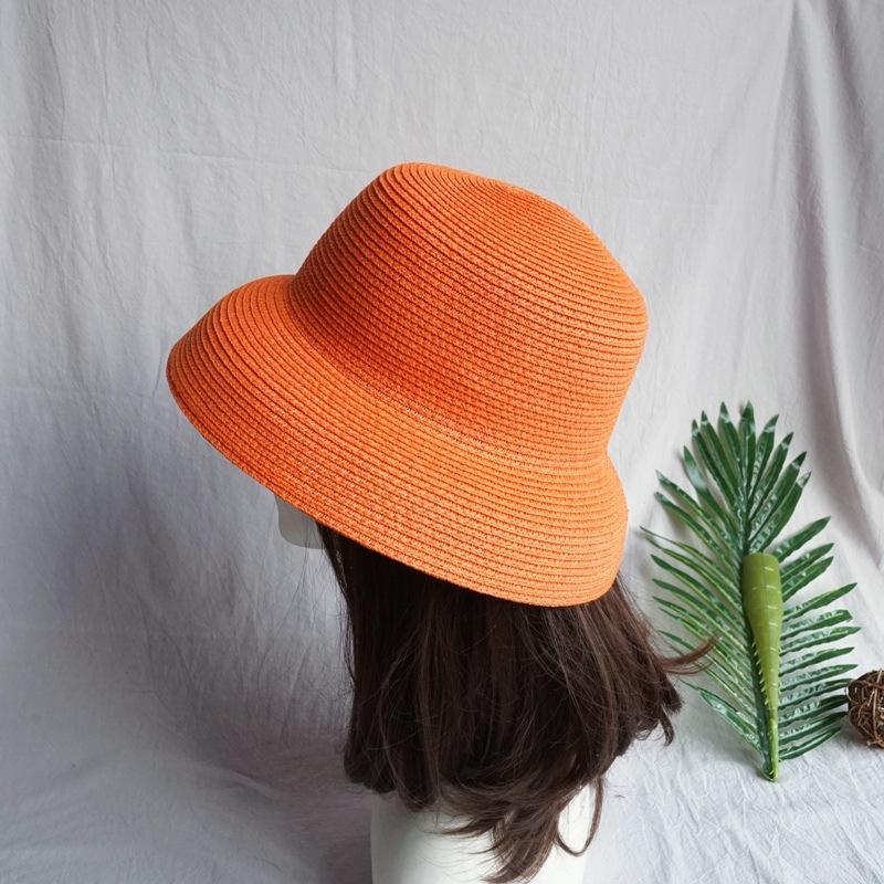 French Retro Elegant Hepburn Black Straw Hat Women'S Summer Sunshade Sun Protection Versatile Top Hat Bell Fisherman Basin Hat