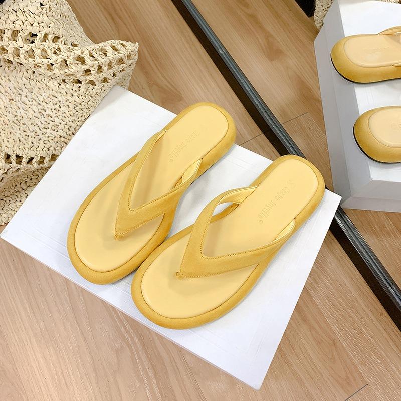

Beach Shoes Thick-soled Herringbone Shoes Women s Flip-flops for Outerwear 40 жовтий
