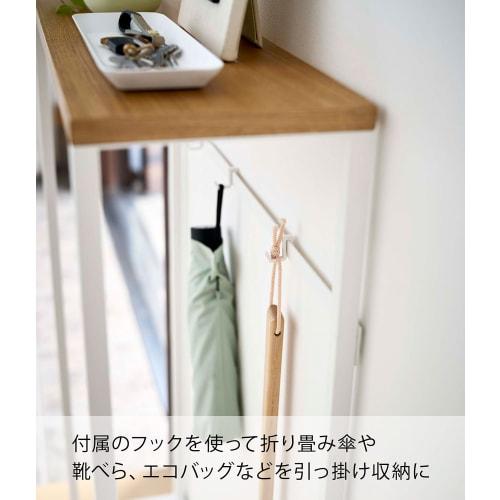 Yamazaki Tower Console Table, White, W60 X D18.5 X H80.5cm, Slim Design with Display Shelf and Hooks, Side Table, 5164