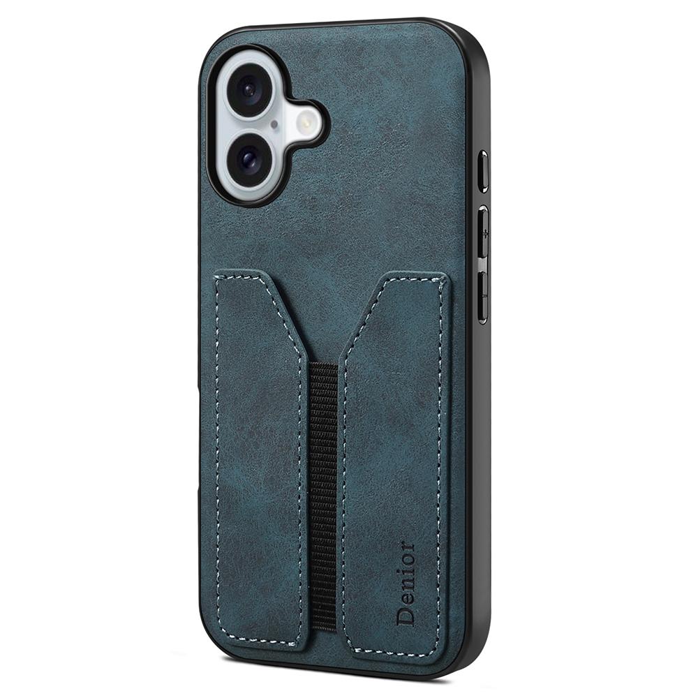 DENIOR For iPhone 17 Case Elastic Card Holder PU Leather+TPU+PC Phone Cover