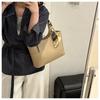 Chic Silk Scarf Handle Tote Bag for Women Stylish Bucket Shoulder Handbag