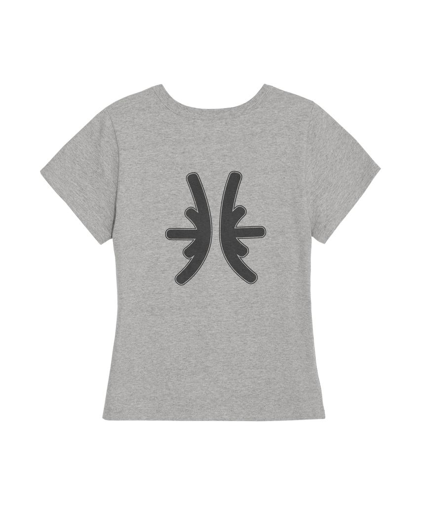 BOUNDARY Decalcomania Big Logo Back Print Short Sleeve T-Shirt [Gray]