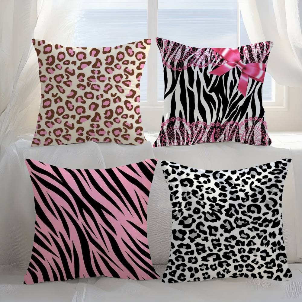 Y2k Fashion Leopard Print Pillow Case Sofa Short Plush Double-sided HD Printing Room Home Office Gift Cushion Cover
