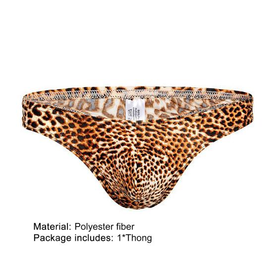 Underwear Leopard Print Breathable Men T Shape Underpants Thongs Daily Life