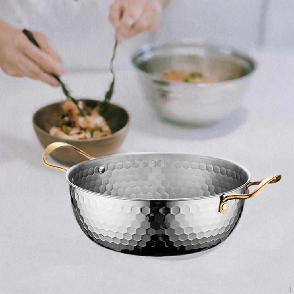 Korea Ramen Pot Instant Noodle Fast Heating Pan Dry Pots Double Ear Seafood Stainless Steel