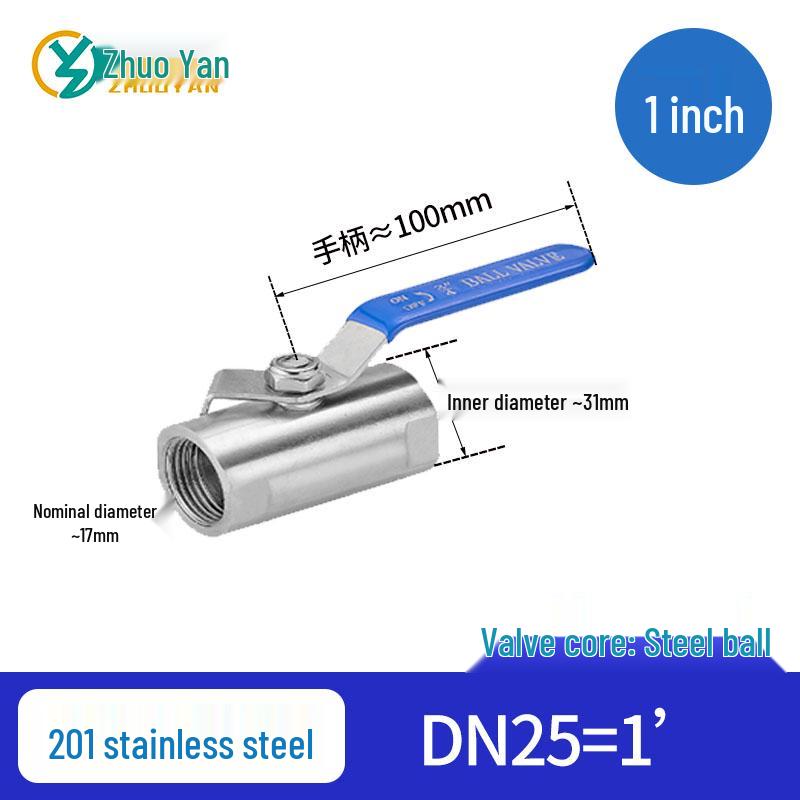 Cantonese Stainless Steel Straight-Through Ball Valve for Noodle Boiling Pot, Inner Threaded Port, High Temperature, DN15.