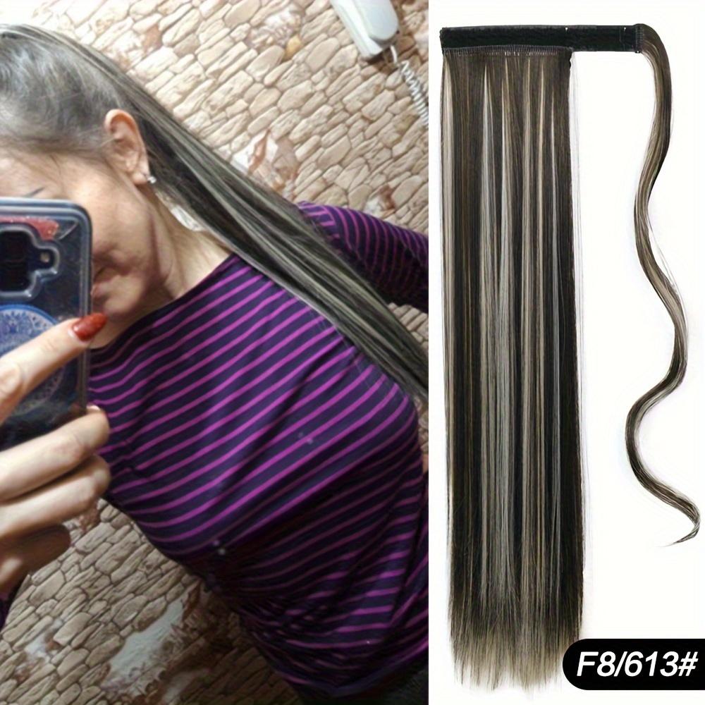 22 Inch Long Straight Ponytail Extensions Synthetic Fiber Hair Extensions Wrap Around Straight Ponytail Extensions For Women Hair Accessories