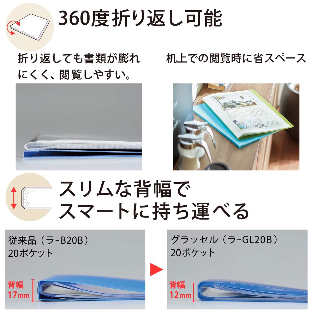 Kokuyo Glassel Clear Fixed 20 Cool 99K File, Type, 5-Pack, A4, Sheets, Colors, La-GL20X5-2