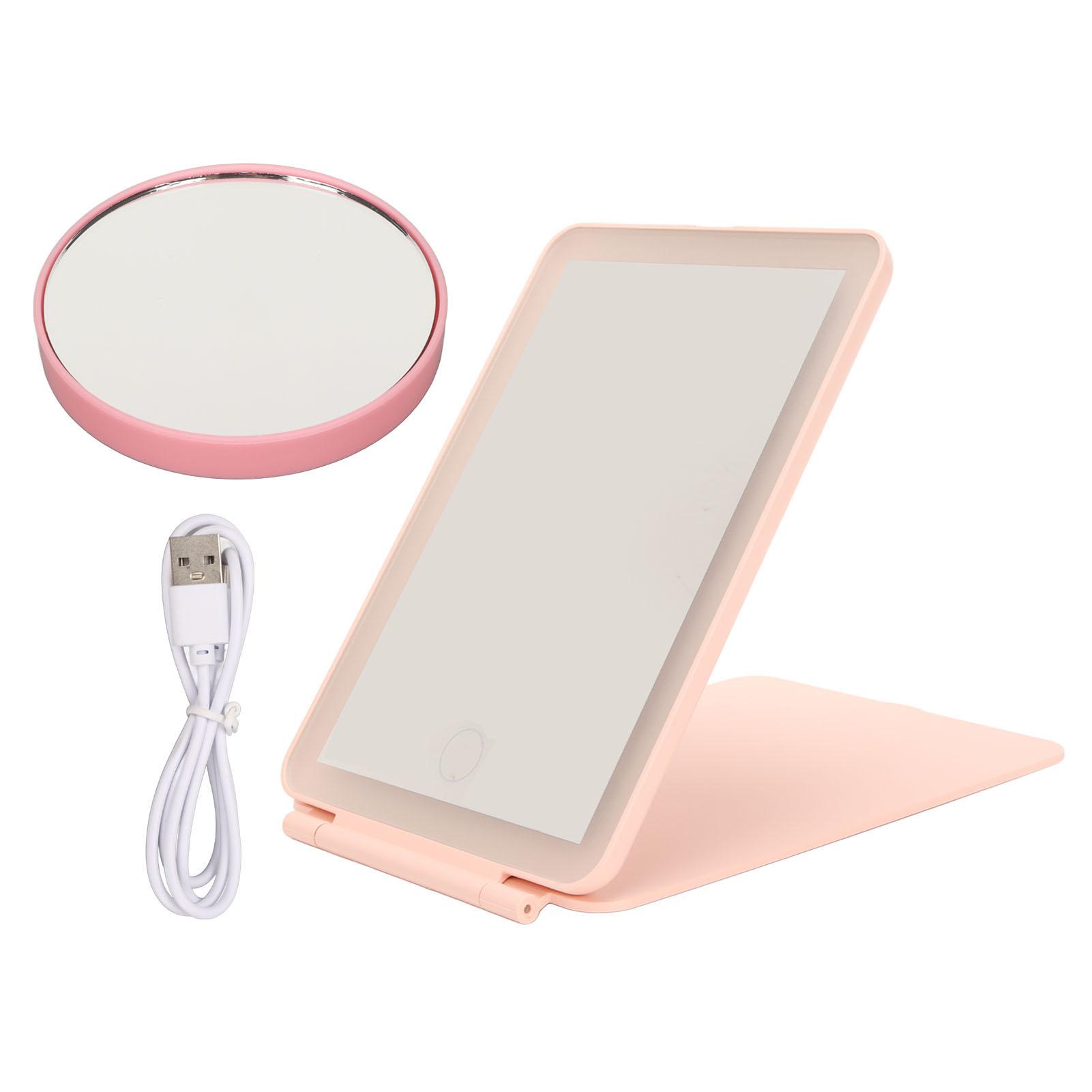 

LED Light Mirror 3 Colors Light Modes Rechargable Portable Folding Travel Mirror for Women
