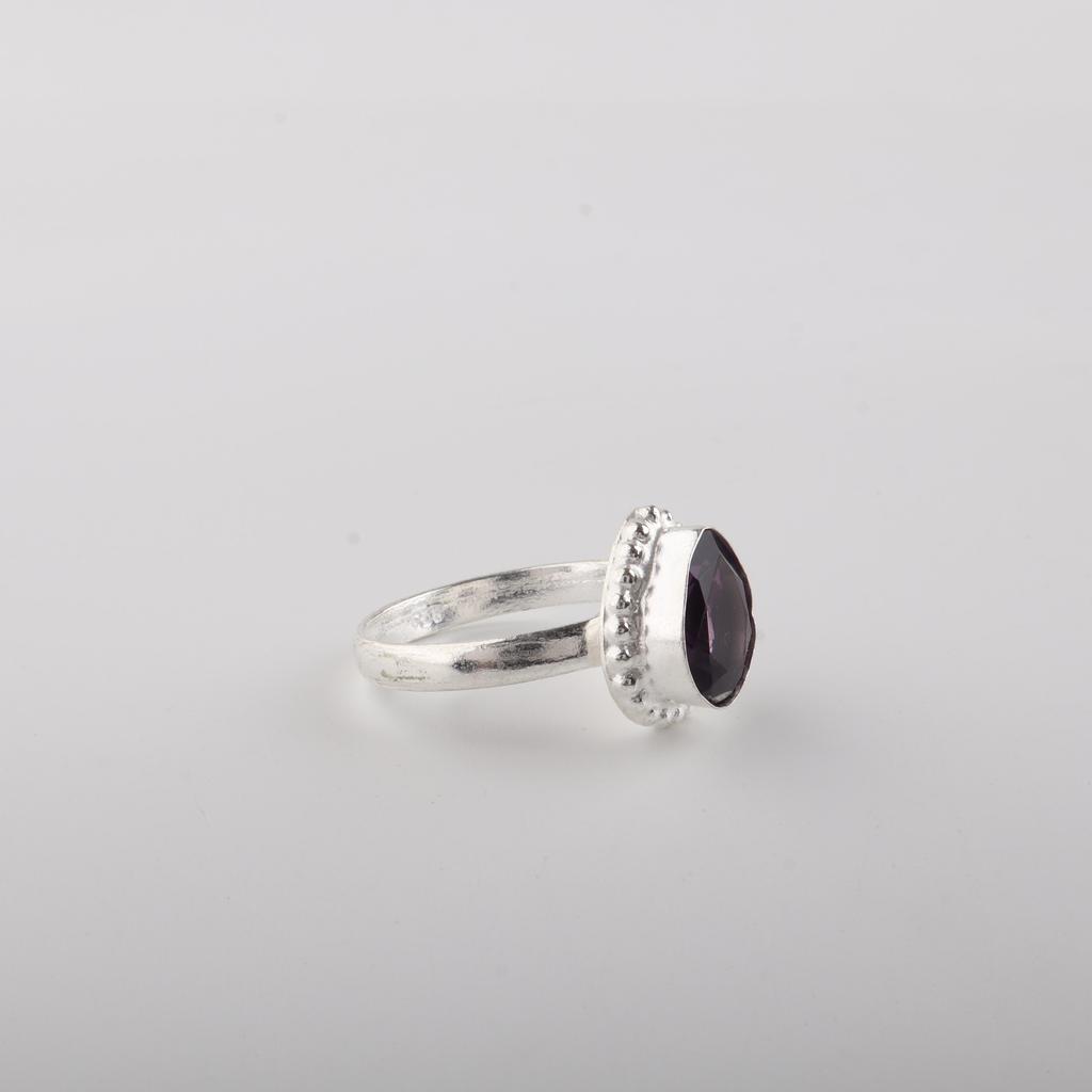 Handmade Amethyst Gemstone 925 Sterling Silver Jewelry Pear Shape Ring For Gift RR-77-4