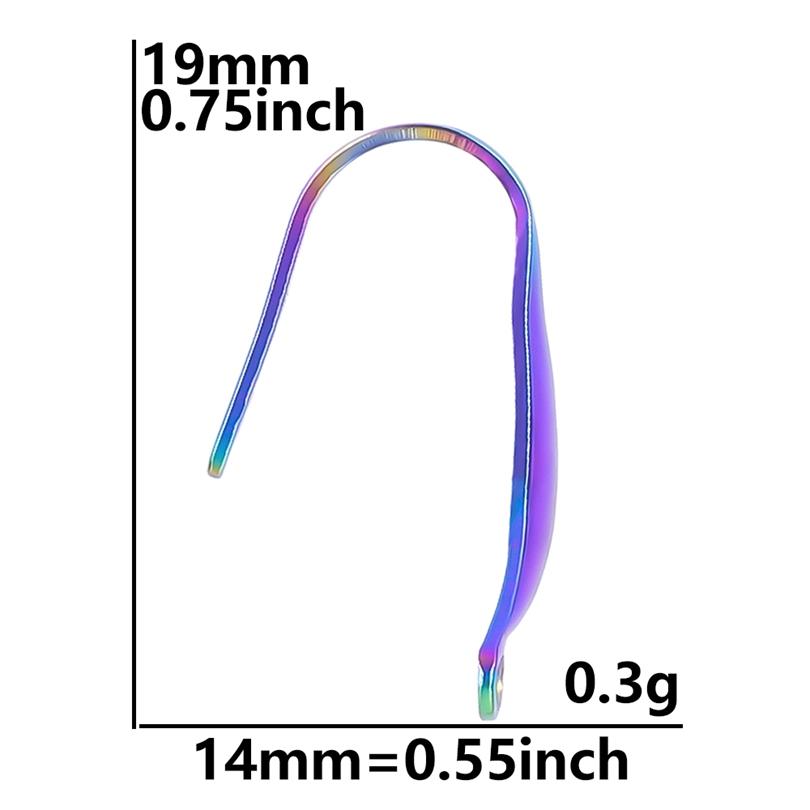 50pcs/Lot Rainbow Ear Hooks For Jewelry Making Earrings Ear Piercing Hoop Stainless Steel Jewelry Findings Wholesale Components