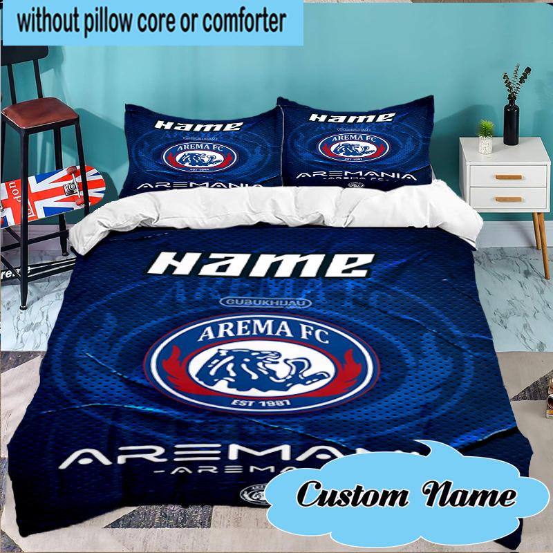 Custom Name Arema Crest Pride Bedding Set 3pcs, Bedding Set Including 1pc Duvet Cover And 2pcs Pillowcases for Bedroom, Dormitory Gift