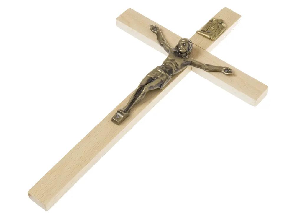 Hängendes Holzkreuz, hell 27,5 x 16,5 cm