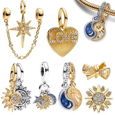 925 Sterling Silver Heart Star Moon Sun Animal Beads Charms for Women Necklace Bracelet DIY Jewelry Gift
