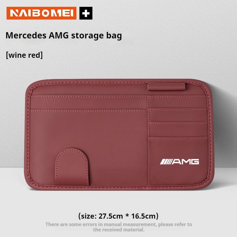 Car PU Leather Sun Visor Glasses Clip Card Holder Storage Pockets For Mercedes Benz AMG R C E V Class Viano SLK GLC SL Vito GLK