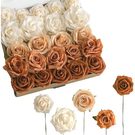 Lookein Artificial Flowers Box Set 5 Style Flowers for DIY Wedding Decoration Bouquet Table Centerpieces Aisle Arch Flower Decoration Bridal Shower Charming Terracotta