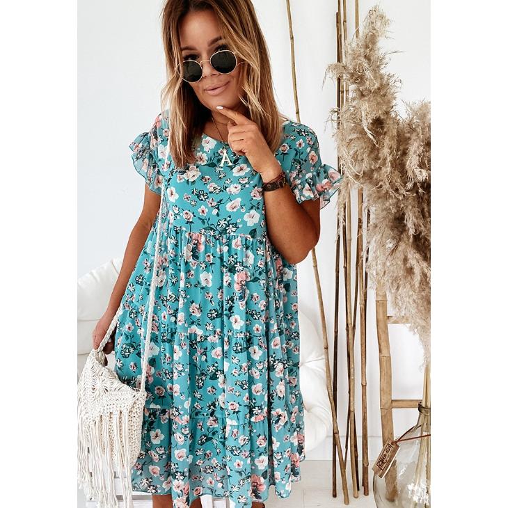 

Летнее женское платье с короткими рукавами и круглым вырезом, модные сексуальные платья с принтом XL зелёный