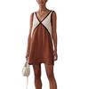 2026 New Women's Summer V-neck Color-Block Loose Sleeveless Tank Top Mini Dress
