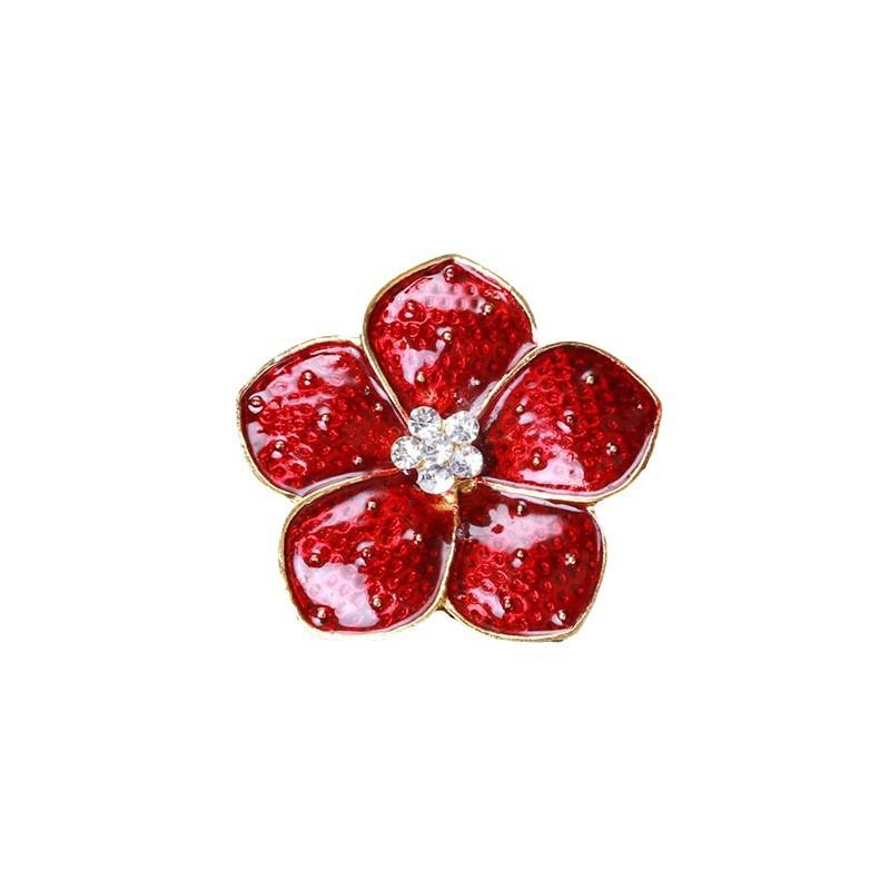 Vintage Red Poppy Brooch For Women With Crystal Embellishments For Fashion Accessory