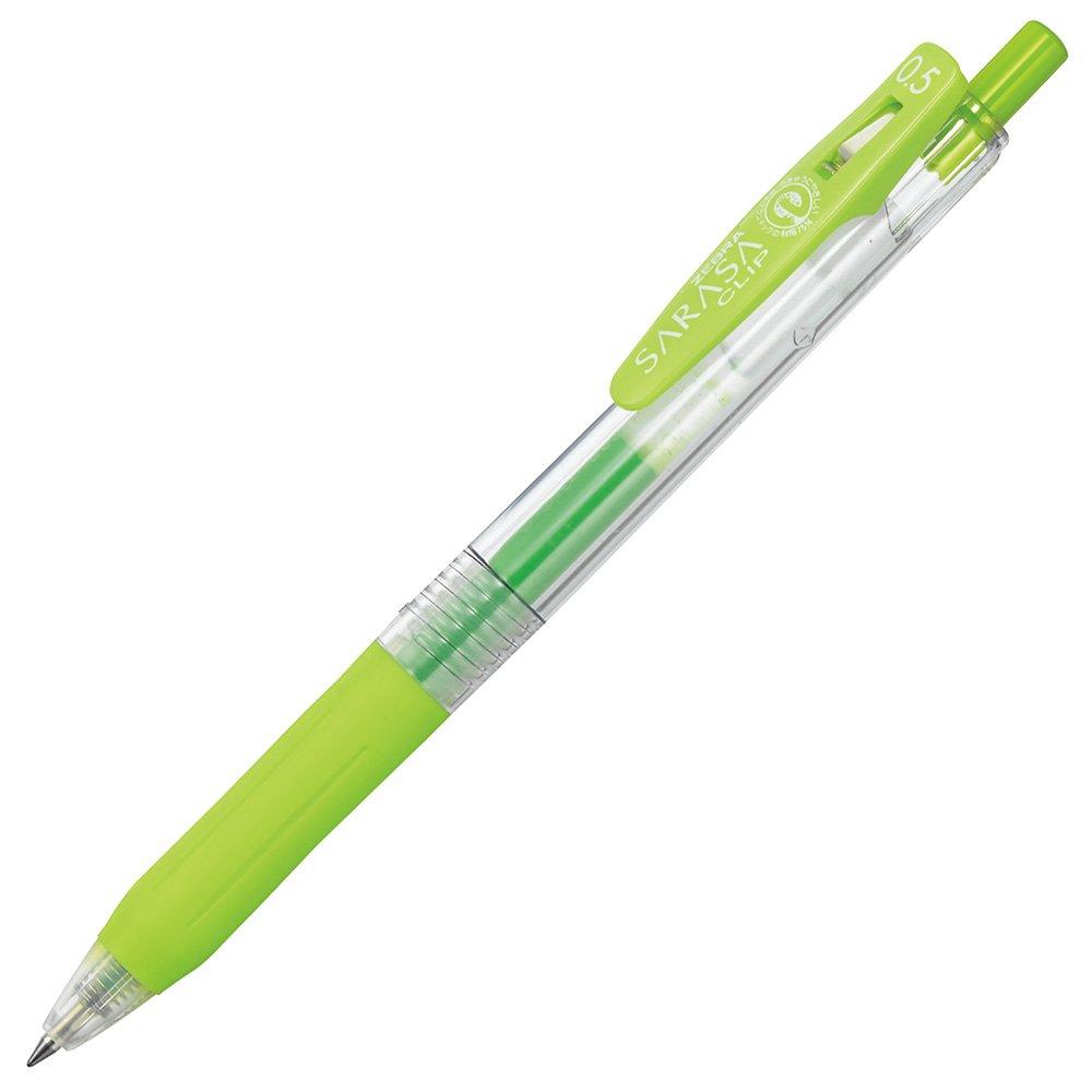 Zebra Sarasa Clip Gel Ballpoint Light Pen, 0.5mm, Green, 10-Piece Set, B-JJ15-LG