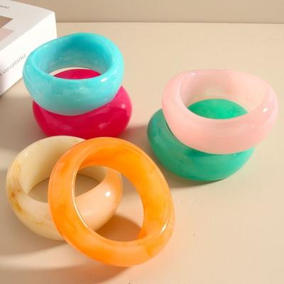 Irregular Geometric Spring-Summer Macaron Color Resin Bracelet Wide Personalized Vintage Bracelet