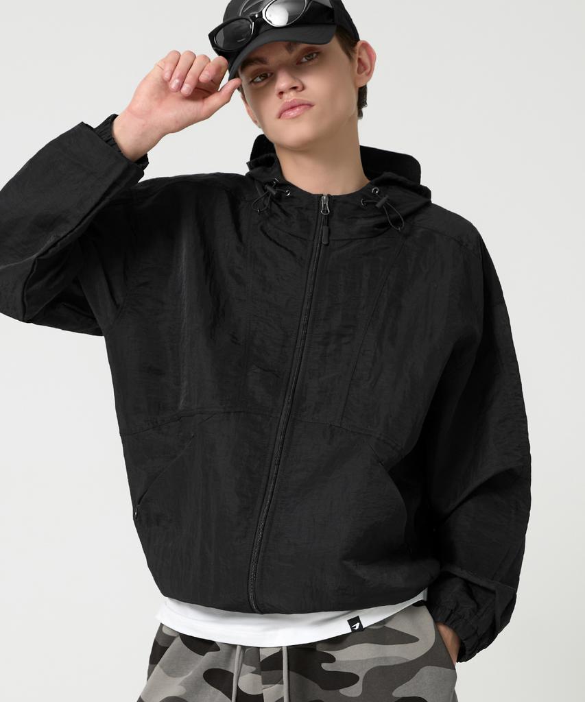 Trillion 2Way Light Sheer Hoodie Windbreaker_Black