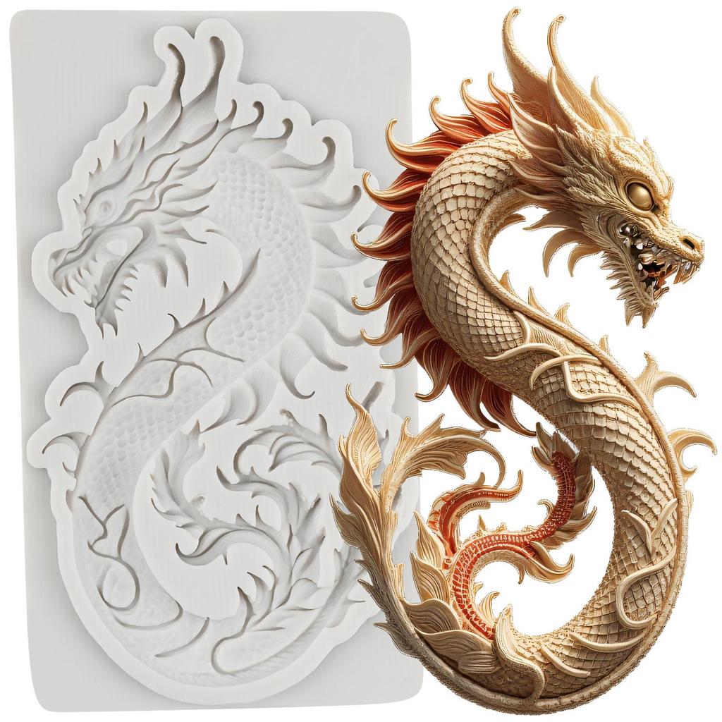 Dragon Silicone Mold Chinese Zodiac Dragon Fondant Molds Cake Decorating Tools Cupcake Topper Candy Sugar Craft Gum Paste Polymer Clay
