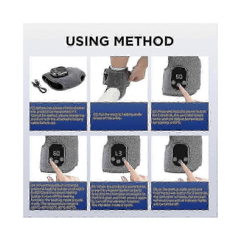 2X 2025 Emsense Foot Massager Wireless Portable Triple Method 3 Vibration Mode Heated Ankle Wrap for Home Office Travel