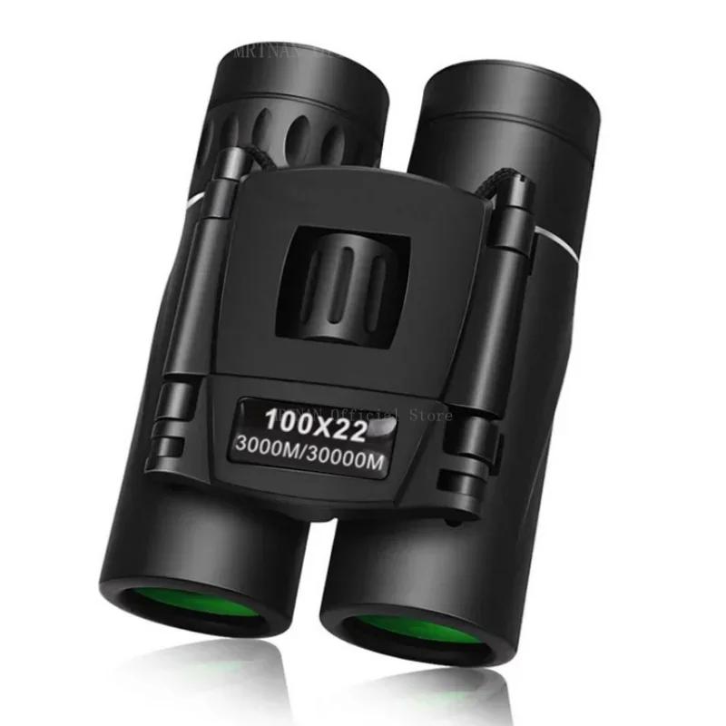 100x22 Portable Powerful Binoculars Long Range BAK4 Telescope Folding FMC Binoculars for Hunting Camping Travel