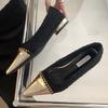 Fashion Fashion Metal Chain Decoration Low-heeled Shoes Women Elegant Pointed Toe Shallow Brand Designer Shoes Comfort Zapatos De Mujer