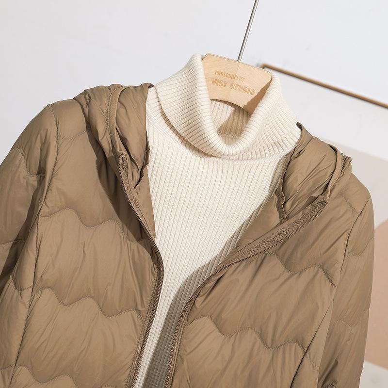 Women's Lightweight Plus Size Hooded Down Coat - Long, Warm, Loose-Fit for Middle-Aged/Elderly Winter Wear