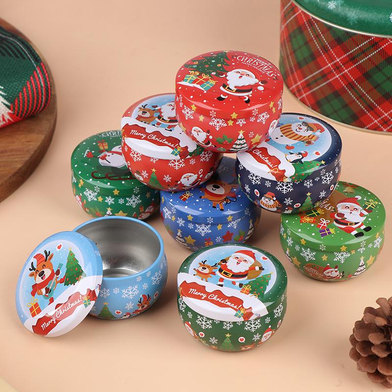 1Pcs Christmas Gift Box Metal Tin Candy Cookie Packaging Box Containers Kids New Year Gift Decor Xmas Party Supplies Navidad