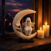 Personalized Birthday Present Halloween Ghost Swing Figurine Spooky On A Moon Statue Handmade Resin Craft Gothic Home Decoration for Desktop,