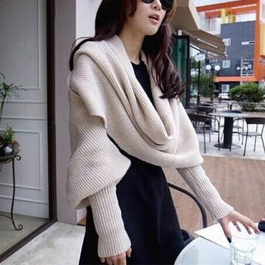 Damen Schal Damen Schals Damen Wintermode Gestrickter Langarm Wickel Schal Schal
