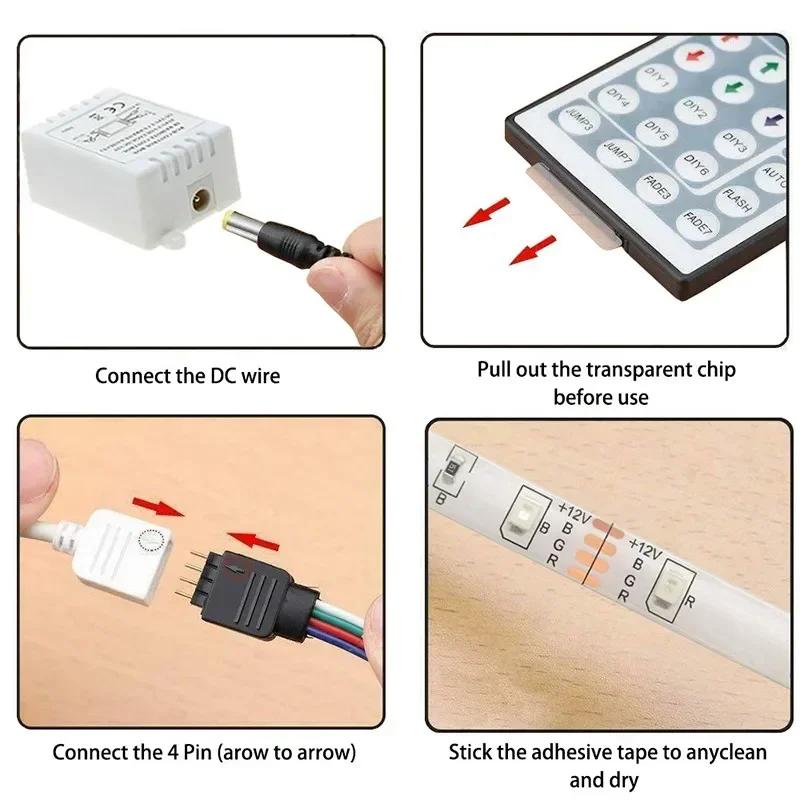 DC 12V LED Controller Single Dual Wire Output Panel Controller 44key IR Remote Controller for RGB 5050 3528 SMD LED Strip Light