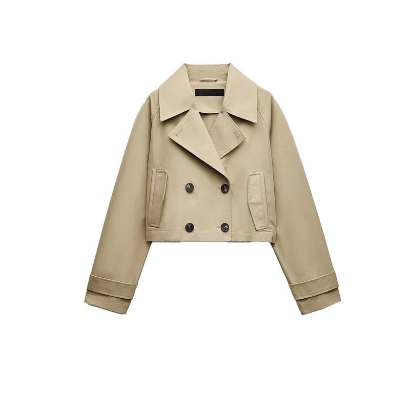 

Осень Новая Женская Одежда Лацкан Двубортный Классический Длинный Рукав Короткий Тренч 3046242 3046259 Tan L