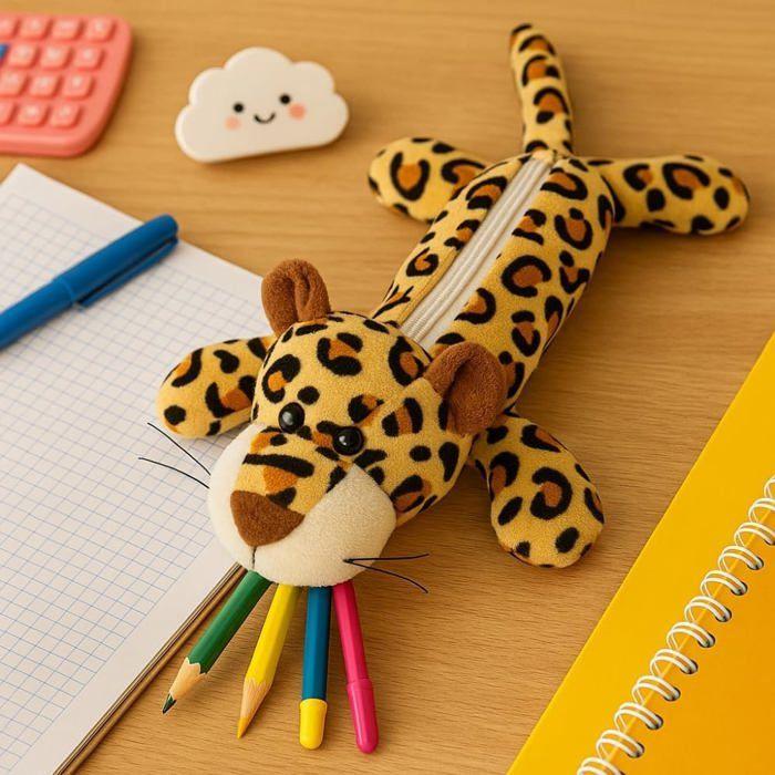 Panther Pencil Case - 25 Cm - Soft Plush - Zipper Closure - Ideal for School and Office