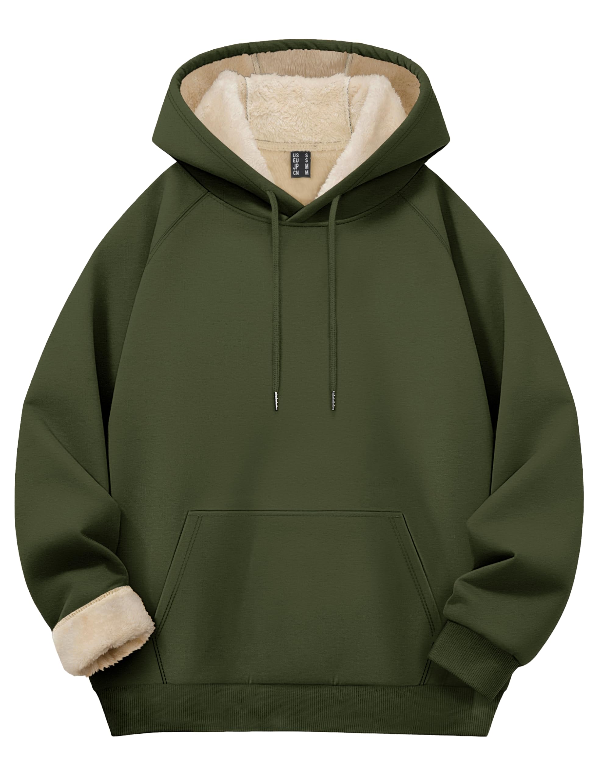 KEFITEVD Тяжелый пуловер-свитшот для осени и холодной погоды армейский размер 2XL мужской худи на флисовой подкладке зима треккинг одежда зеленый 6600₽