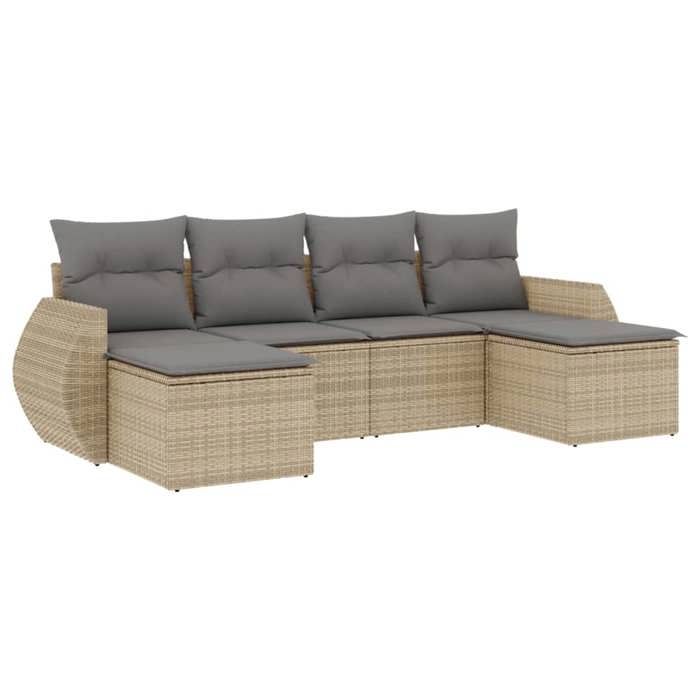 VidaXL Garden Lounge Set with Cushions 6 Pcs, Patio Sofas, Patio Furniture Set, Outdoor Furniture, Beige 3221718