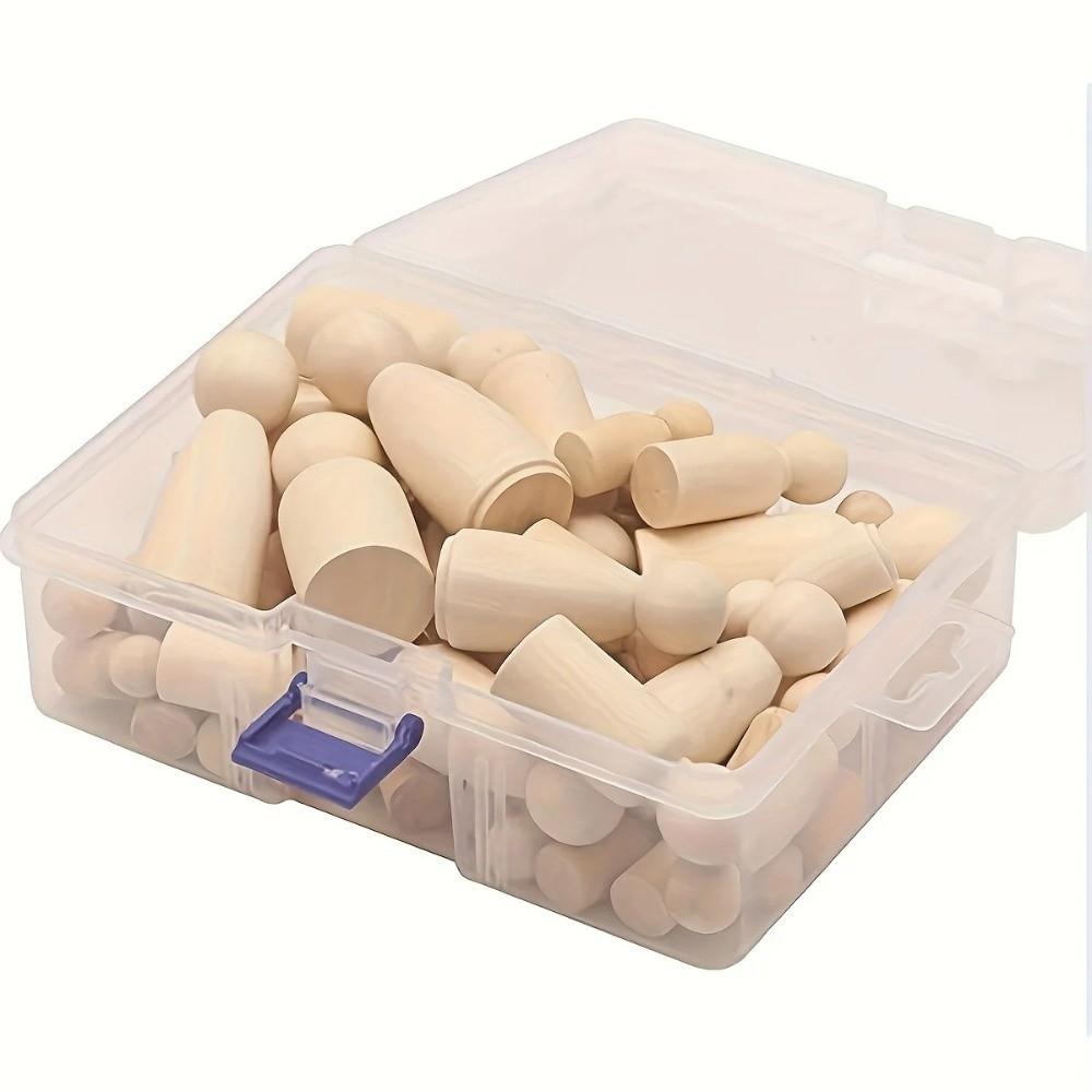 50Pcs Handmade Craft Unfinished Wooden Peg Dolls DIY Craft Art Painting Peg People Natural Material Doll Bodies Party Decor