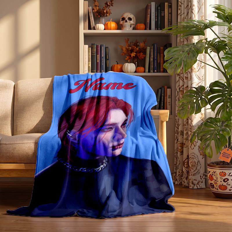 Hyunjin Custom Flannel Blankets Soft Warm Cozy Throws for Home Decor Holiday Gifts