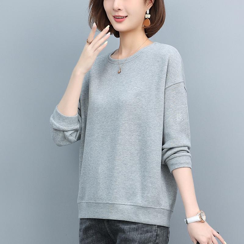 Women's 2024 Chic Korean-Style Loose Sweatshirt - Petite Spring/Autumn Trend