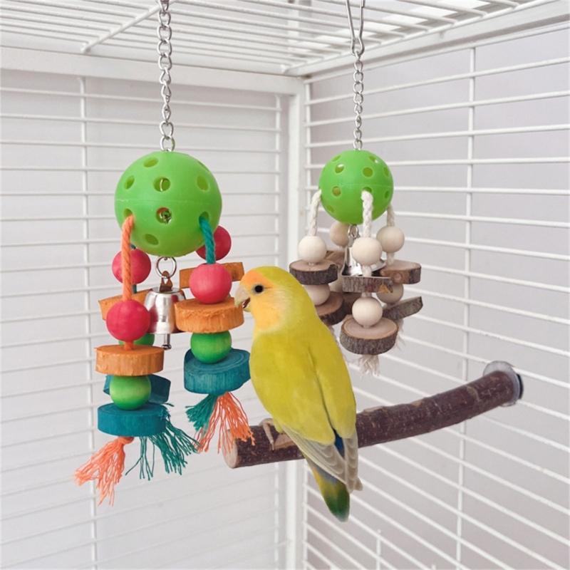 5pack Parakeets Cage Bites Toy Natural Wood Quakers Parrots Toy Hammock Swing for Large Birds