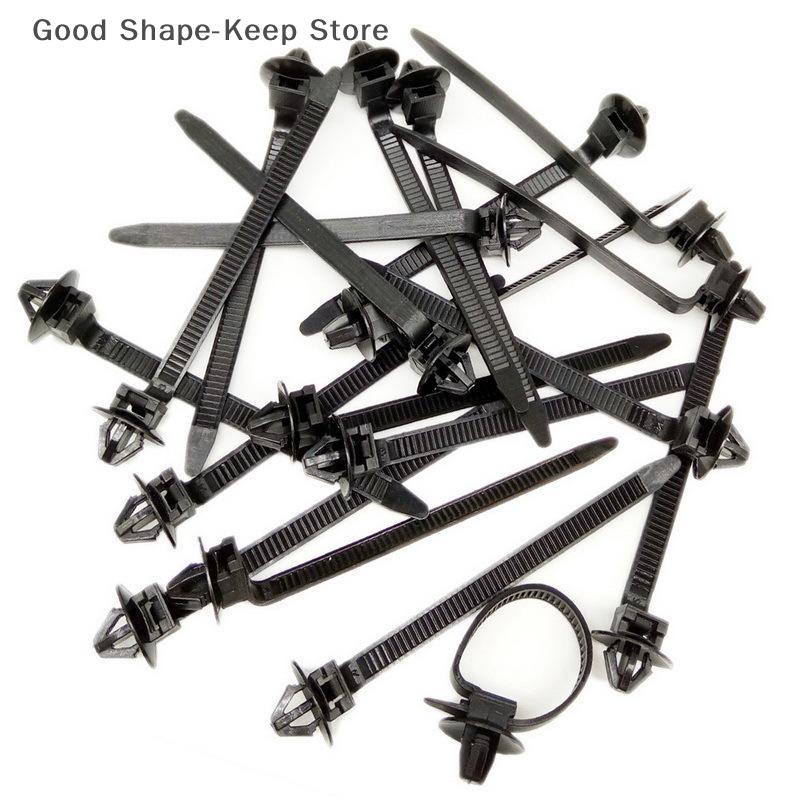 10/20PCS Black Nylon Car Cable Ties Push Mount Wire Harness Fastener Clamp Clips Automobile Wire Management Organizers