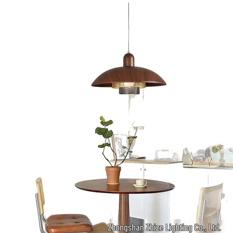 New Chinese Style Minimalist Wood Grain Chandelier for Dining, Bedside, or Bar