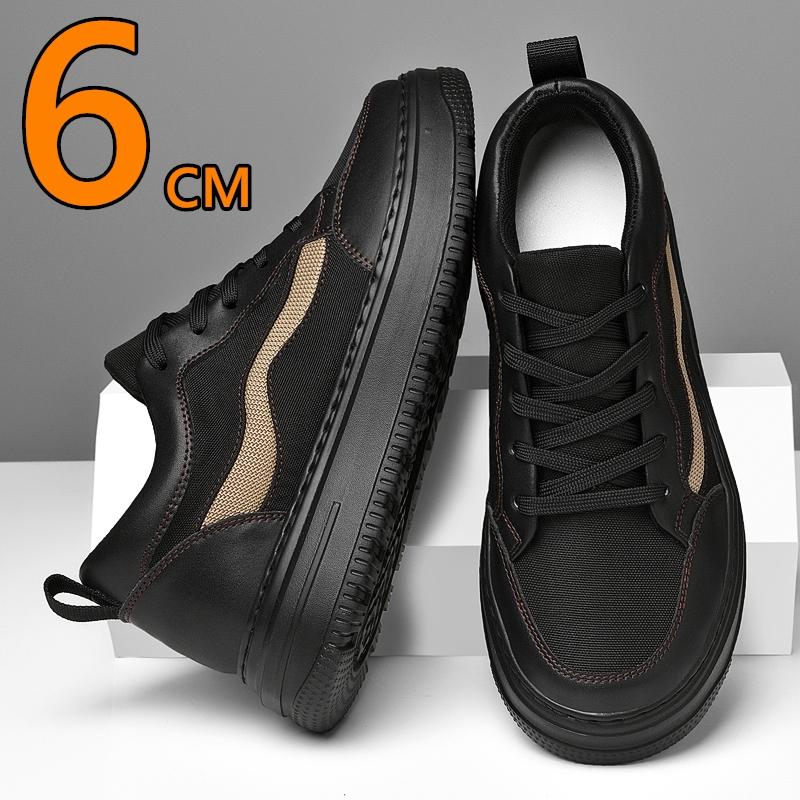 Mesh+Leather Height Increasing Elevator Shoes Men Woman Comfort Breathable Height Increase 6CM Man Sneakers Lift Casual Shoes