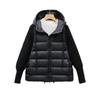 Feather new women's 90 fleece women's clothing long-sleeved knitted sleeves hooded solid color down jacket simple coat