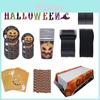 Happy Halloween Party Decoration Supplies Pumpkin Tablecover Straws Paper Plates