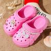 Girls Fashion Solid Color EVA Clogs - Breathable Non-slip Slip-On Sandals with Flower Chain and Pearl Design 3057