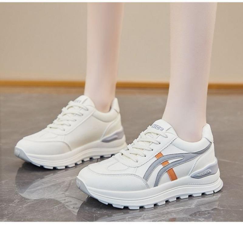 Shoes women's spring new versatile thick-soled heightening casual canvas shoes niche design sense white shoes round head single shoes